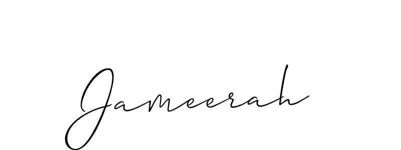 if you are searching for the best signature style for your name Jameerah. so please give up your signature search. here we have designed multiple signature styles  using Allison_Script. Jameerah signature style 2 images and pictures png