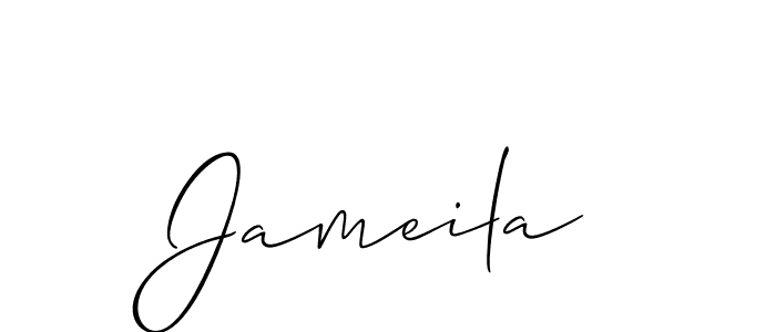 The best way (Allison_Script) to make a short signature is to pick only two or three words in your name. The name Jameila include a total of six letters. For converting this name. Jameila signature style 2 images and pictures png