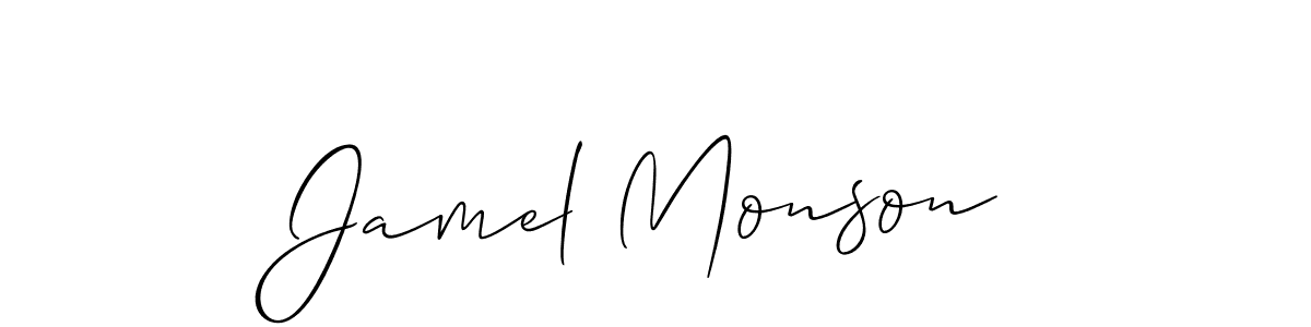 You should practise on your own different ways (Allison_Script) to write your name (Jamel Monson) in signature. don't let someone else do it for you. Jamel Monson signature style 2 images and pictures png