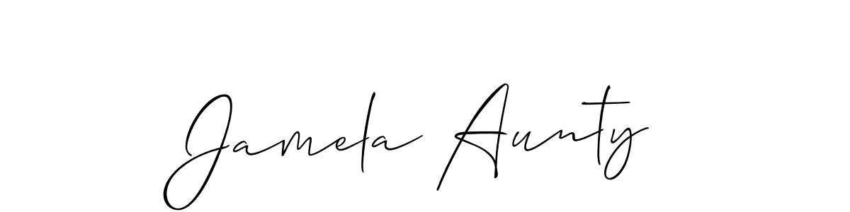 Allison_Script is a professional signature style that is perfect for those who want to add a touch of class to their signature. It is also a great choice for those who want to make their signature more unique. Get Jamela Aunty name to fancy signature for free. Jamela Aunty signature style 2 images and pictures png