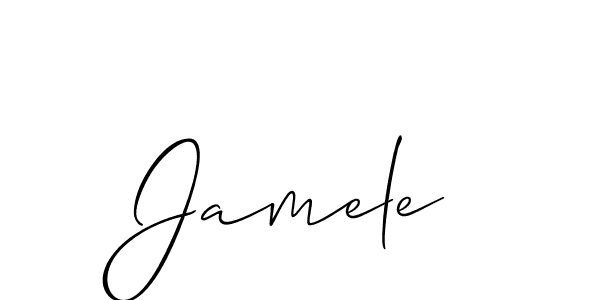 Make a short Jamele signature style. Manage your documents anywhere anytime using Allison_Script. Create and add eSignatures, submit forms, share and send files easily. Jamele signature style 2 images and pictures png