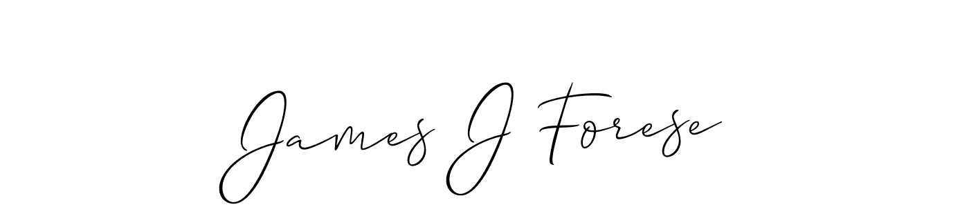 How to make James J Forese name signature. Use Allison_Script style for creating short signs online. This is the latest handwritten sign. James J Forese signature style 2 images and pictures png