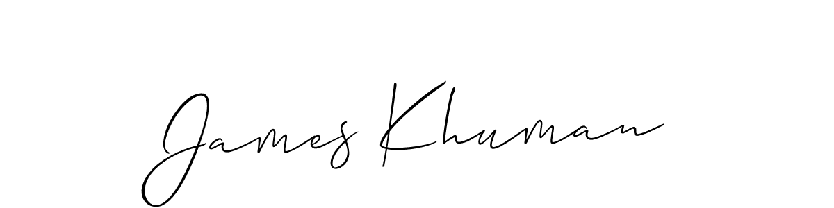 You should practise on your own different ways (Allison_Script) to write your name (James Khuman) in signature. don't let someone else do it for you. James Khuman signature style 2 images and pictures png