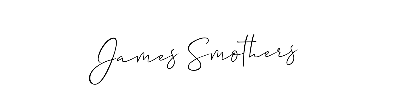 The best way (Allison_Script) to make a short signature is to pick only two or three words in your name. The name James Smothers include a total of six letters. For converting this name. James Smothers signature style 2 images and pictures png