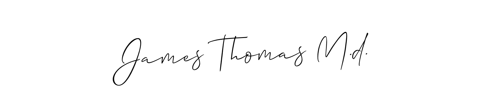 You should practise on your own different ways (Allison_Script) to write your name (James Thomas M.d.) in signature. don't let someone else do it for you. James Thomas M.d. signature style 2 images and pictures png