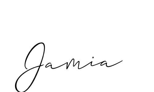 Design your own signature with our free online signature maker. With this signature software, you can create a handwritten (Allison_Script) signature for name Jamia. Jamia signature style 2 images and pictures png