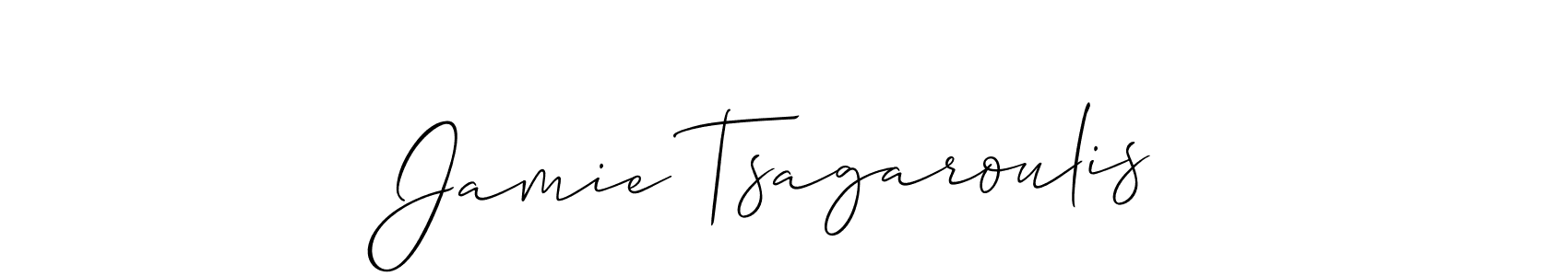 How to make Jamie Tsagaroulis name signature. Use Allison_Script style for creating short signs online. This is the latest handwritten sign. Jamie Tsagaroulis signature style 2 images and pictures png
