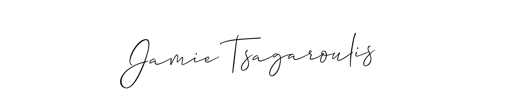 How to make Jamie Tsagaroulis name signature. Use Allison_Script style for creating short signs online. This is the latest handwritten sign. Jamie Tsagaroulis signature style 2 images and pictures png