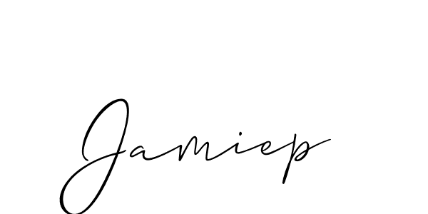 The best way (Allison_Script) to make a short signature is to pick only two or three words in your name. The name Jamiep include a total of six letters. For converting this name. Jamiep signature style 2 images and pictures png