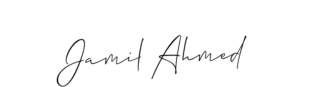 Allison_Script is a professional signature style that is perfect for those who want to add a touch of class to their signature. It is also a great choice for those who want to make their signature more unique. Get Jamil Ahmed name to fancy signature for free. Jamil Ahmed signature style 2 images and pictures png