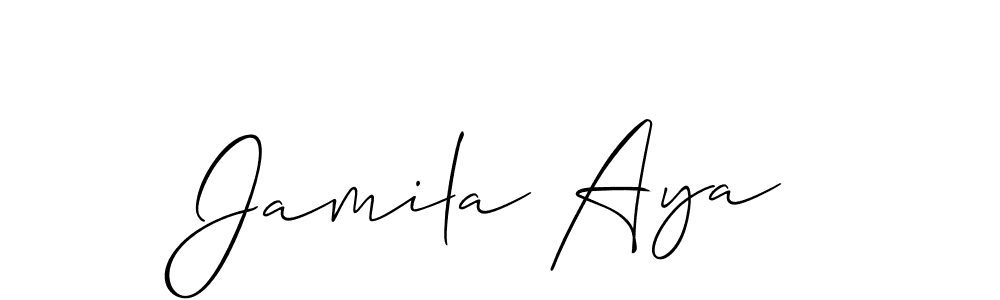 Make a beautiful signature design for name Jamila Aya. With this signature (Allison_Script) style, you can create a handwritten signature for free. Jamila Aya signature style 2 images and pictures png