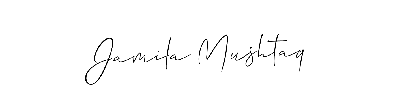 Jamila Mushtaq stylish signature style. Best Handwritten Sign (Allison_Script) for my name. Handwritten Signature Collection Ideas for my name Jamila Mushtaq. Jamila Mushtaq signature style 2 images and pictures png