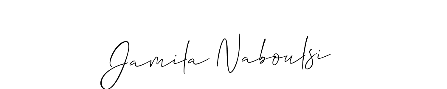 Allison_Script is a professional signature style that is perfect for those who want to add a touch of class to their signature. It is also a great choice for those who want to make their signature more unique. Get Jamila Naboulsi name to fancy signature for free. Jamila Naboulsi signature style 2 images and pictures png