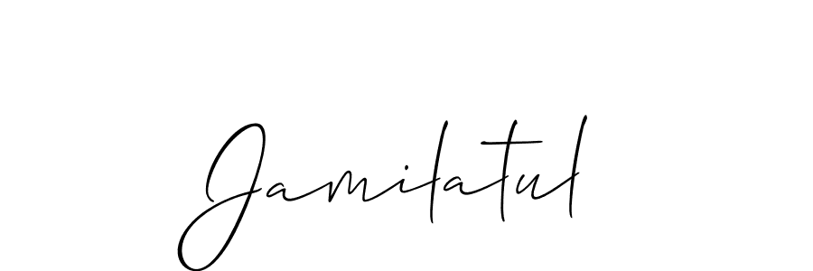 The best way (Allison_Script) to make a short signature is to pick only two or three words in your name. The name Jamilatul include a total of six letters. For converting this name. Jamilatul signature style 2 images and pictures png