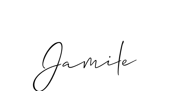 Use a signature maker to create a handwritten signature online. With this signature software, you can design (Allison_Script) your own signature for name Jamile. Jamile signature style 2 images and pictures png