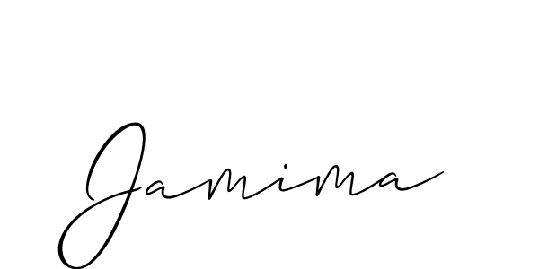 The best way (Allison_Script) to make a short signature is to pick only two or three words in your name. The name Jamima include a total of six letters. For converting this name. Jamima signature style 2 images and pictures png
