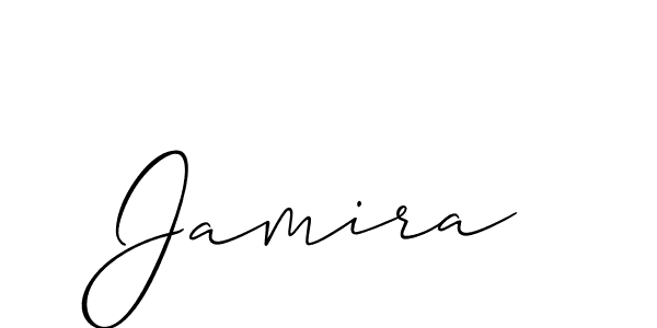 Use a signature maker to create a handwritten signature online. With this signature software, you can design (Allison_Script) your own signature for name Jamira. Jamira signature style 2 images and pictures png