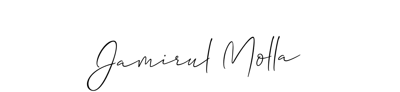The best way (Allison_Script) to make a short signature is to pick only two or three words in your name. The name Jamirul Molla include a total of six letters. For converting this name. Jamirul Molla signature style 2 images and pictures png