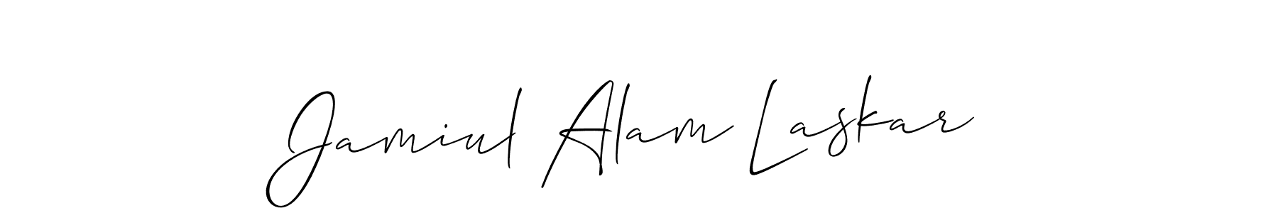 This is the best signature style for the Jamiul Alam Laskar name. Also you like these signature font (Allison_Script). Mix name signature. Jamiul Alam Laskar signature style 2 images and pictures png