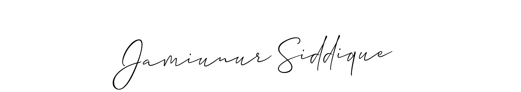 The best way (Allison_Script) to make a short signature is to pick only two or three words in your name. The name Jamiunur Siddique include a total of six letters. For converting this name. Jamiunur Siddique signature style 2 images and pictures png