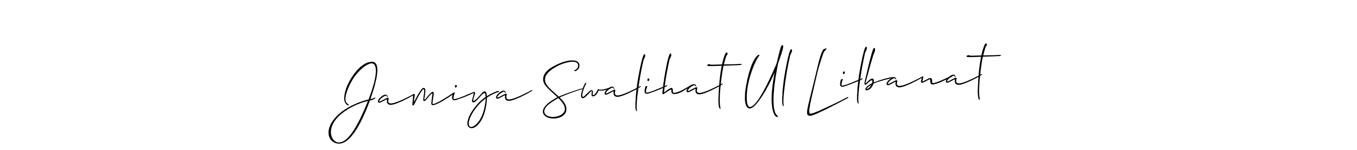 Design your own signature with our free online signature maker. With this signature software, you can create a handwritten (Allison_Script) signature for name Jamiya Swalihat Ul Lilbanat. Jamiya Swalihat Ul Lilbanat signature style 2 images and pictures png