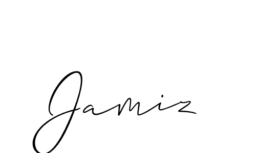 Use a signature maker to create a handwritten signature online. With this signature software, you can design (Allison_Script) your own signature for name Jamiz. Jamiz signature style 2 images and pictures png