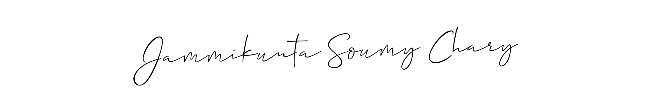 This is the best signature style for the Jammikunta Soumy Chary name. Also you like these signature font (Allison_Script). Mix name signature. Jammikunta Soumy Chary signature style 2 images and pictures png