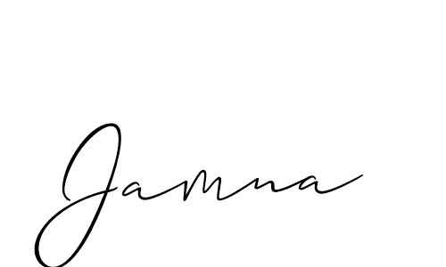 Make a beautiful signature design for name Jamna. With this signature (Allison_Script) style, you can create a handwritten signature for free. Jamna signature style 2 images and pictures png