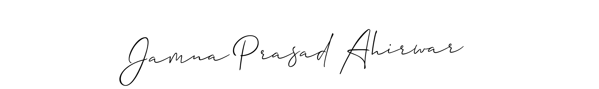 if you are searching for the best signature style for your name Jamna Prasad Ahirwar. so please give up your signature search. here we have designed multiple signature styles  using Allison_Script. Jamna Prasad Ahirwar signature style 2 images and pictures png