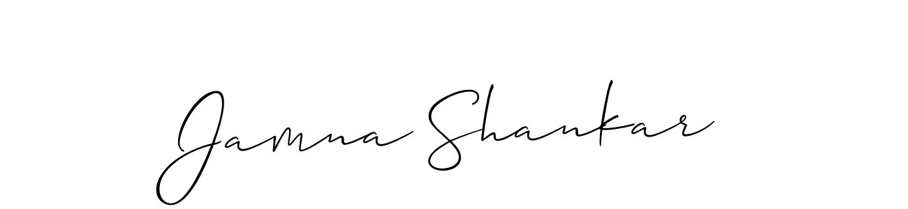 Allison_Script is a professional signature style that is perfect for those who want to add a touch of class to their signature. It is also a great choice for those who want to make their signature more unique. Get Jamna Shankar name to fancy signature for free. Jamna Shankar signature style 2 images and pictures png