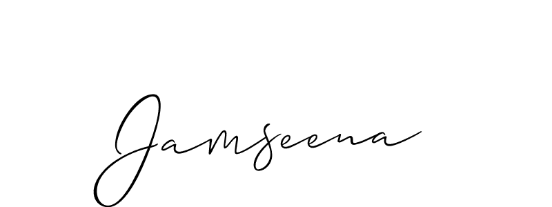 Also You can easily find your signature by using the search form. We will create Jamseena name handwritten signature images for you free of cost using Allison_Script sign style. Jamseena signature style 2 images and pictures png
