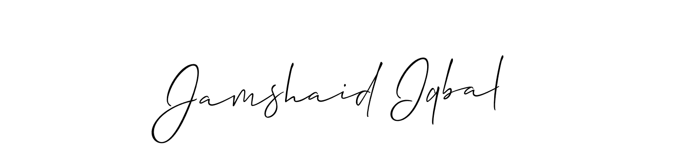 Create a beautiful signature design for name Jamshaid Iqbal. With this signature (Allison_Script) fonts, you can make a handwritten signature for free. Jamshaid Iqbal signature style 2 images and pictures png