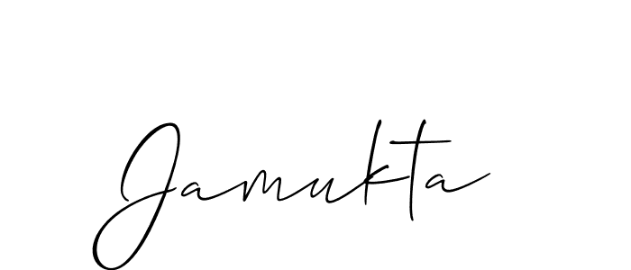 Design your own signature with our free online signature maker. With this signature software, you can create a handwritten (Allison_Script) signature for name Jamukta. Jamukta signature style 2 images and pictures png