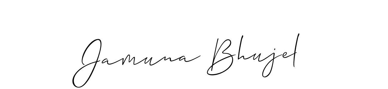 How to Draw Jamuna Bhujel signature style? Allison_Script is a latest design signature styles for name Jamuna Bhujel. Jamuna Bhujel signature style 2 images and pictures png