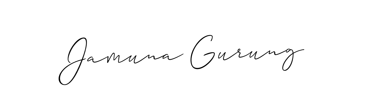 Also we have Jamuna Gurung name is the best signature style. Create professional handwritten signature collection using Allison_Script autograph style. Jamuna Gurung signature style 2 images and pictures png