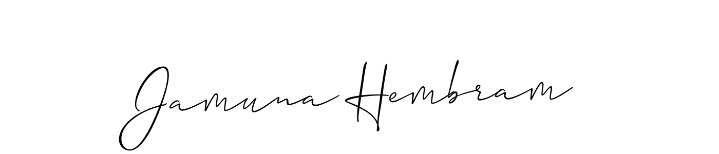 Similarly Allison_Script is the best handwritten signature design. Signature creator online .You can use it as an online autograph creator for name Jamuna Hembram. Jamuna Hembram signature style 2 images and pictures png