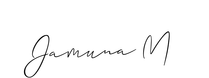 Similarly Allison_Script is the best handwritten signature design. Signature creator online .You can use it as an online autograph creator for name Jamuna M. Jamuna M signature style 2 images and pictures png