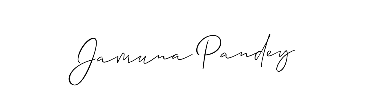 Allison_Script is a professional signature style that is perfect for those who want to add a touch of class to their signature. It is also a great choice for those who want to make their signature more unique. Get Jamuna Pandey name to fancy signature for free. Jamuna Pandey signature style 2 images and pictures png