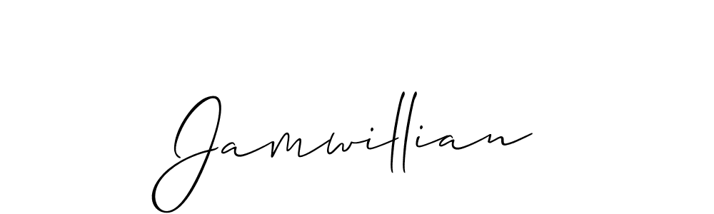 if you are searching for the best signature style for your name Jamwillian. so please give up your signature search. here we have designed multiple signature styles  using Allison_Script. Jamwillian signature style 2 images and pictures png