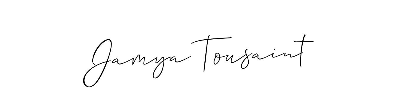 It looks lik you need a new signature style for name Jamya Tousaint. Design unique handwritten (Allison_Script) signature with our free signature maker in just a few clicks. Jamya Tousaint signature style 2 images and pictures png