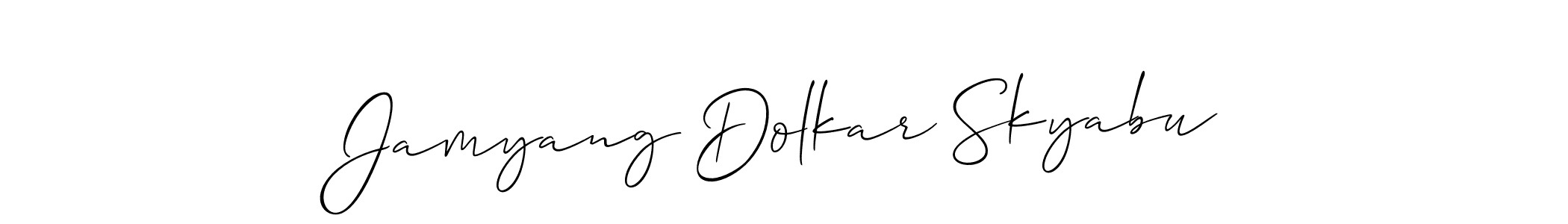 Use a signature maker to create a handwritten signature online. With this signature software, you can design (Allison_Script) your own signature for name Jamyang Dolkar Skyabu. Jamyang Dolkar Skyabu signature style 2 images and pictures png