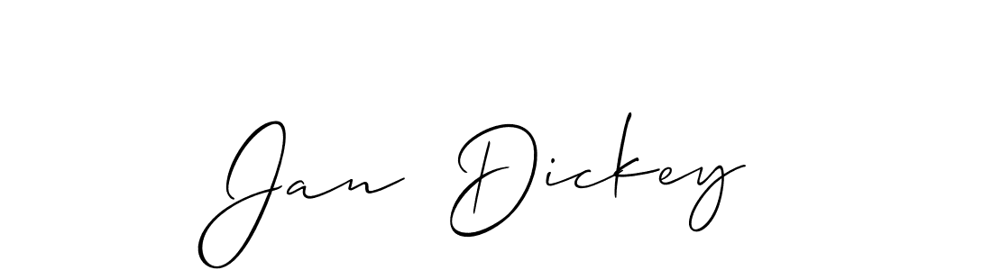 Make a short Jan  Dickey signature style. Manage your documents anywhere anytime using Allison_Script. Create and add eSignatures, submit forms, share and send files easily. Jan  Dickey signature style 2 images and pictures png