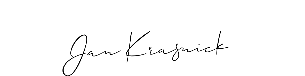 Allison_Script is a professional signature style that is perfect for those who want to add a touch of class to their signature. It is also a great choice for those who want to make their signature more unique. Get Jan Krasnick name to fancy signature for free. Jan Krasnick signature style 2 images and pictures png