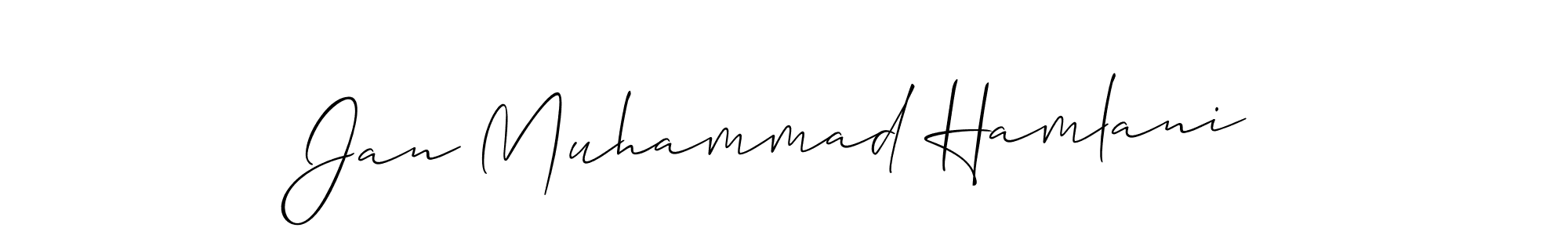 if you are searching for the best signature style for your name Jan Muhammad Hamlani. so please give up your signature search. here we have designed multiple signature styles  using Allison_Script. Jan Muhammad Hamlani signature style 2 images and pictures png