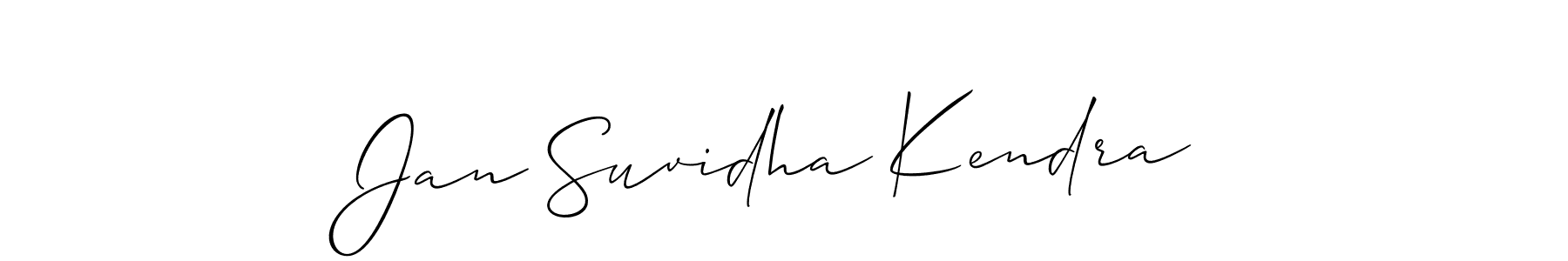 Allison_Script is a professional signature style that is perfect for those who want to add a touch of class to their signature. It is also a great choice for those who want to make their signature more unique. Get Jan Suvidha Kendra name to fancy signature for free. Jan Suvidha Kendra signature style 2 images and pictures png