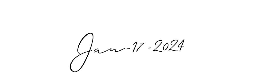 The best way (Allison_Script) to make a short signature is to pick only two or three words in your name. The name Jan-17-2024 include a total of six letters. For converting this name. Jan-17-2024 signature style 2 images and pictures png