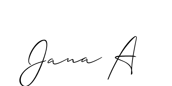 It looks lik you need a new signature style for name Jana A. Design unique handwritten (Allison_Script) signature with our free signature maker in just a few clicks. Jana A signature style 2 images and pictures png