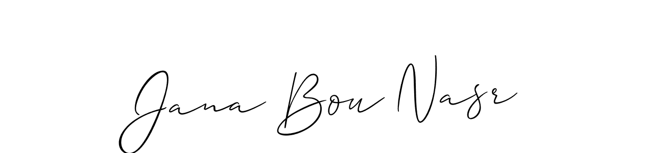 Use a signature maker to create a handwritten signature online. With this signature software, you can design (Allison_Script) your own signature for name Jana Bou Nasr. Jana Bou Nasr signature style 2 images and pictures png
