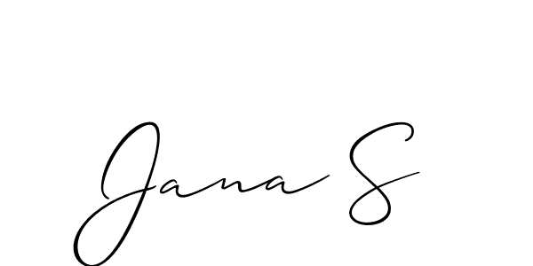 The best way (Allison_Script) to make a short signature is to pick only two or three words in your name. The name Jana S include a total of six letters. For converting this name. Jana S signature style 2 images and pictures png