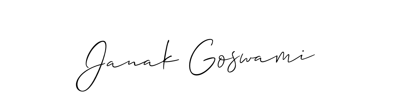 You should practise on your own different ways (Allison_Script) to write your name (Janak Goswami) in signature. don't let someone else do it for you. Janak Goswami signature style 2 images and pictures png